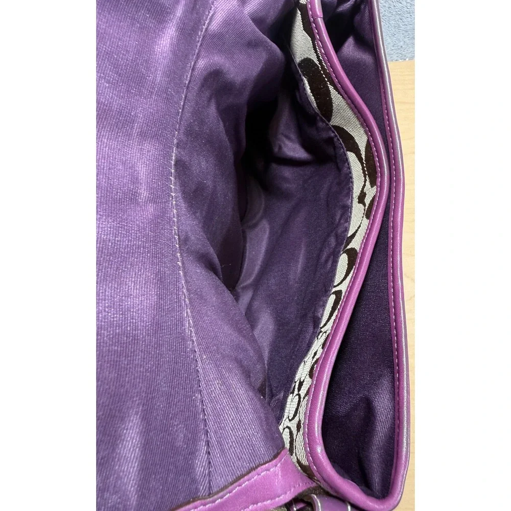 Coach Patchwork Soho Shoulder Bag Women Small Brown Purple Signature F12316